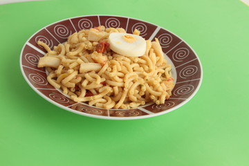 Fideua dish Spanish typical food composed of pasta, fish and seafood