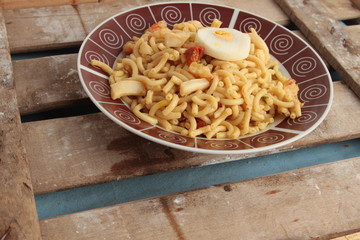 Fideua dish Spanish typical food composed of pasta, fish and seafood