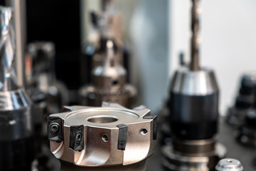 Closup of CNC face milling cutter