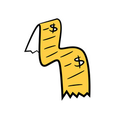 receipt and bill , yellow character doodle design