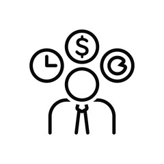 Black line icon for entrepreneur