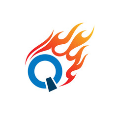 Abstract letter q with fire design illustration