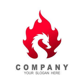 Dragon Fire Logo, Flame Dragon Vector, Fire