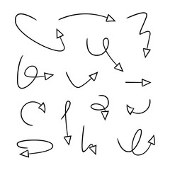 hand drawn and doodle arrows thin line