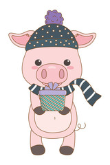 Animal cartoon with happy birthday icon design