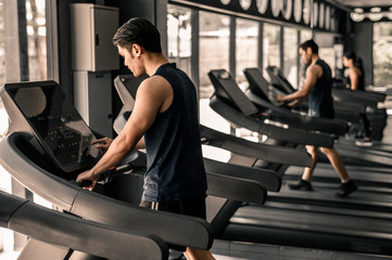 Fototapeta na wymiar Cardio workout in the gym.