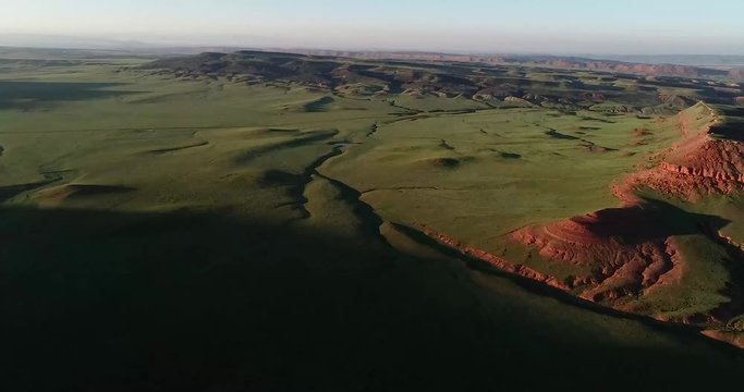 Beautiful Wyoming landscape from above.  Spring Colors and amazingly colorful rock formations all in 4k.