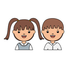 cute little students group characters