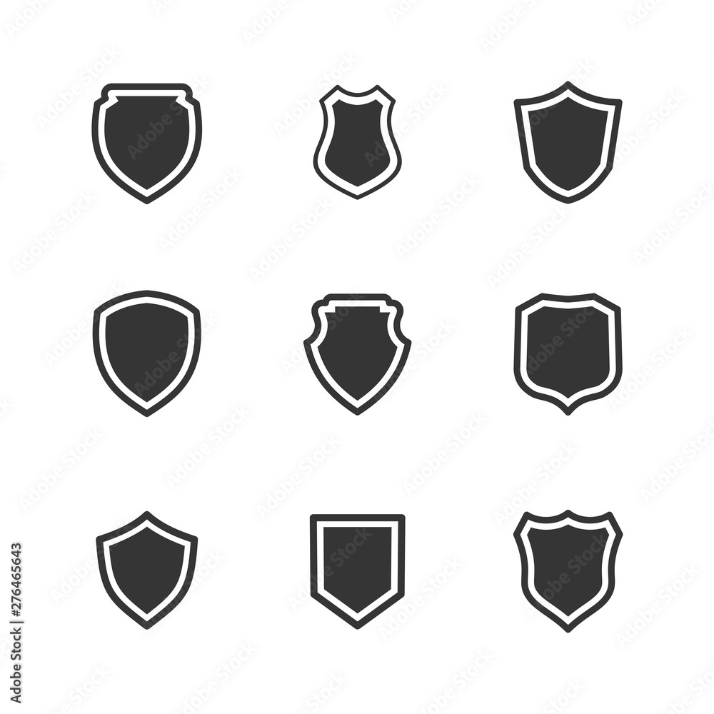 Poster shield icon set symbol template black color editable. simple logo vector illustration for graphic an