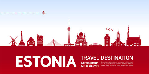 Naklejka premium Estonia travel destination grand vector illustration.