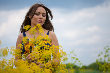  Happy young woman on nature beauty shot