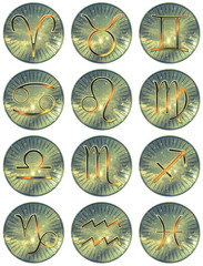 Zodiac signs. Set round zodiac icons.