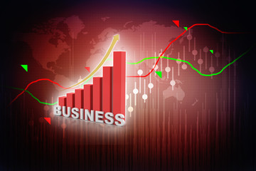 3d rendering Stock market online business concept. business Graph 