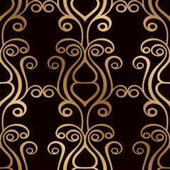 Art Deco Pattern. Seamless golden background. Minimalistic geometric design. Vector line design. 1920-30s motifs. Luxury vintage illustration