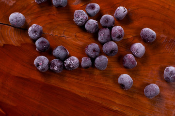 delicious and good frozen cherry scattered on the table