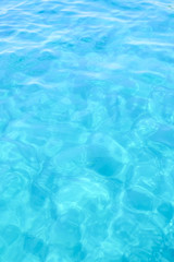 Close-up view of a transparent turquoise sea water that forms a natural texture, Emerald Coast, Sardinia, Italy.