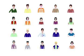 Business man and woman icons. Group of working people. Different nationalities characters. Flat style design Infographic elements 