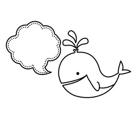 cute whale animal baby with speech bubble