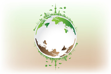 Vector illustration. Eco friendly concept, Green city save the world,