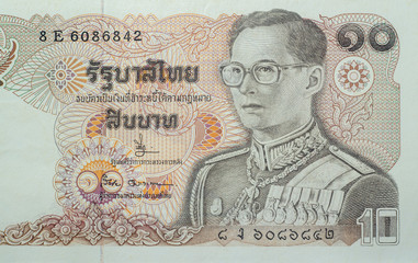 Old banknotes of Thailand, King Rama 9, for collectors