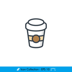 Coffee To Go Cup Icon / Vector - In Color Design