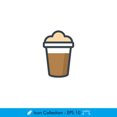 Iced Frappe (Latte) Icon / Vector - In Color Design