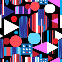 Abstract bright multicolored pattern of different geometric objects
