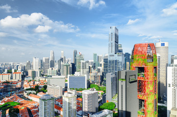 Beautiful view of skyscrapers in downtown, Singapore