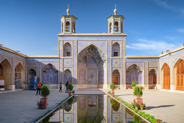 Amazing view of the Nasir al-Mulk Mosque in Shiraz, Iran