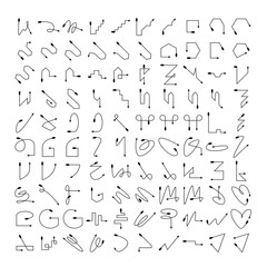 arrow and line bow icons set