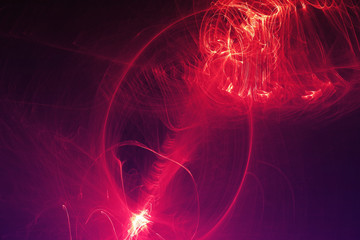 Abstract Patterns On Dark Background With Purple Lines Curves Particles
