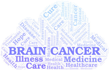 Brain Cancer word cloud. Vector made with text only.