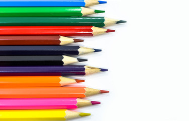 Colored pencils have many colors arranged together