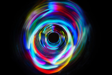LED light moving on long exposure shot in the dark.