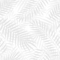 Hand drawn vector Black and white palm leaves seamless pattern