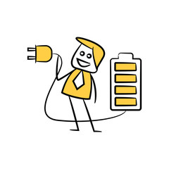 doodle stick figure businessman full energy people