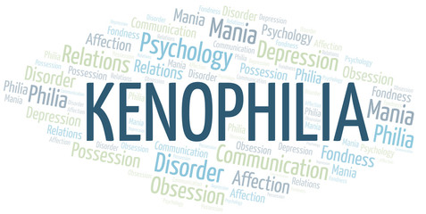 Fototapeta premium Kenophilia word cloud. Type of Philia.