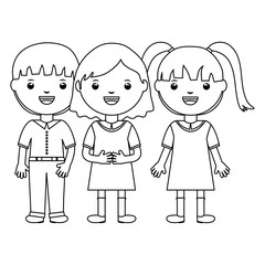 cute little students group characters