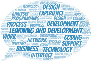 Learning And Development word cloud. Wordcloud made with text only.