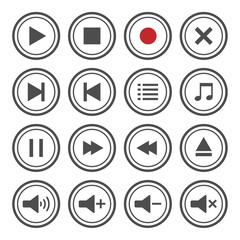 Media player button icons set