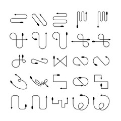 arrow and line bow icons set