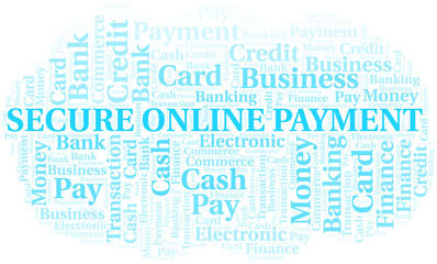 Secure Online Payment word cloud. Vector made with text only.