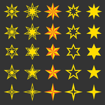 Star icon set yellow and black