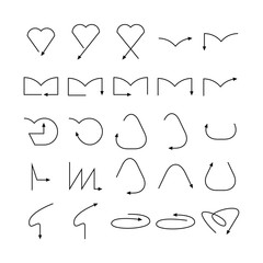 arrow and line bow icons set