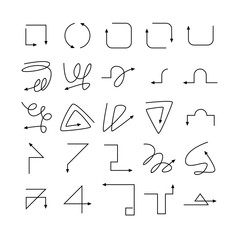 arrow and line bow icons set