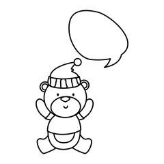 little bear teddy with hat and speech bubble