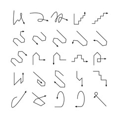 arrow and line bow icons set