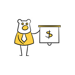 business bear present money yellow doodle theme