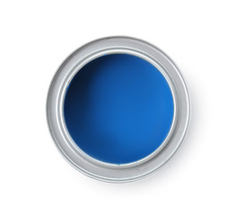 Can of paint on white background