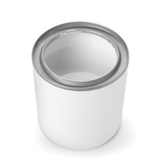 Can of paint on white background